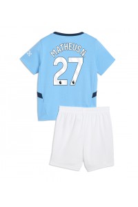 Fotbalové Dres Manchester City Matheus Nunes #27 Dětské Domácí Oblečení 2024-25 Krátký Rukáv (+ trenýrky)